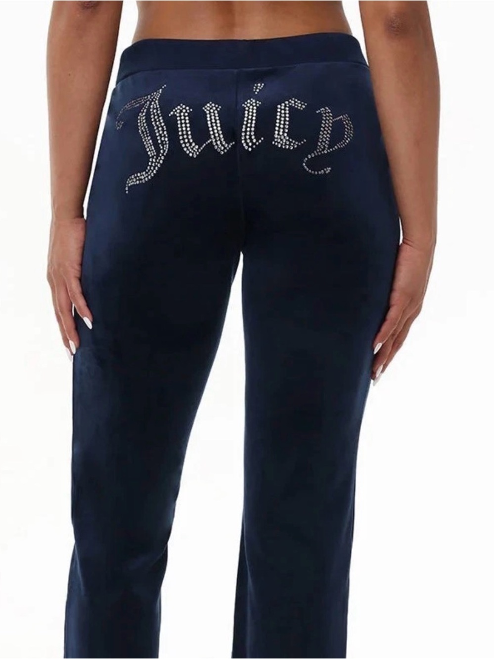 JUICY COUTURE Women's Velour Pants Small Regal Blue Straight Leg Rib Waist NWT